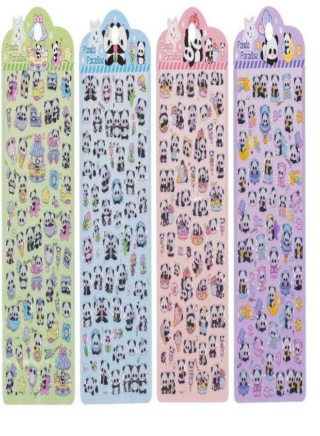 SAMVARDHAN Cute Panda Theme 3D Stickers Set - 4 Sheets, 200+ Stickers for Kids, Aesthetic Sticker, Cute Sticker, Craft Self-Adhesive Stickers